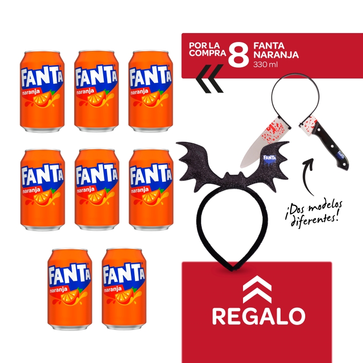 8 refresco naranja, 330ml + diadema halloween
