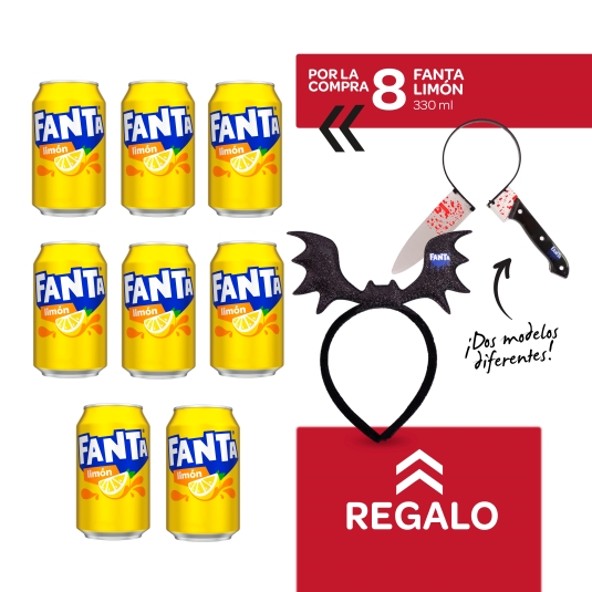 8 refresco limón, 330ml + diadema halloween
