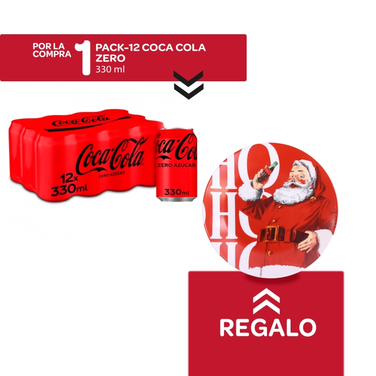 cola zero 330ml, pk-12 + plato navideño