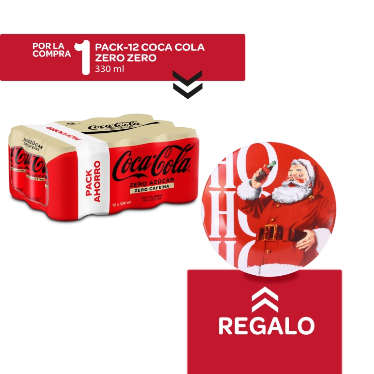 cola zero zero 330ml, pk-12 + plato navideño