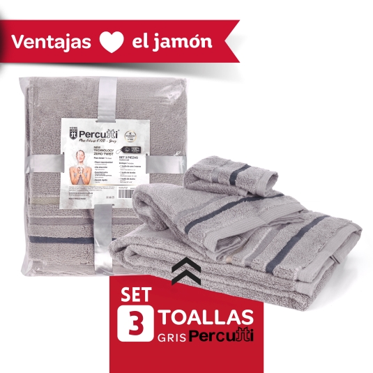 set 3 toallas gris percutti