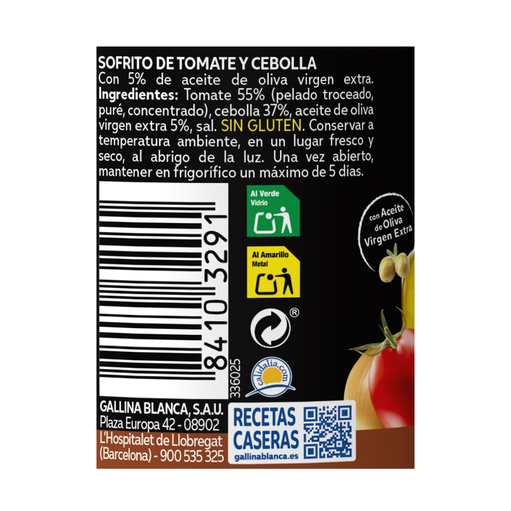 sofrito de tomate y cebolla, 350g