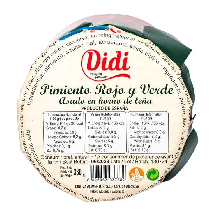 pimiento asado rojo/verde tiras, 330g