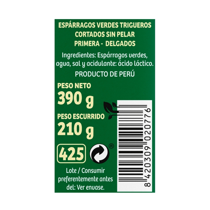 espárragos trigueros cortados, 390g