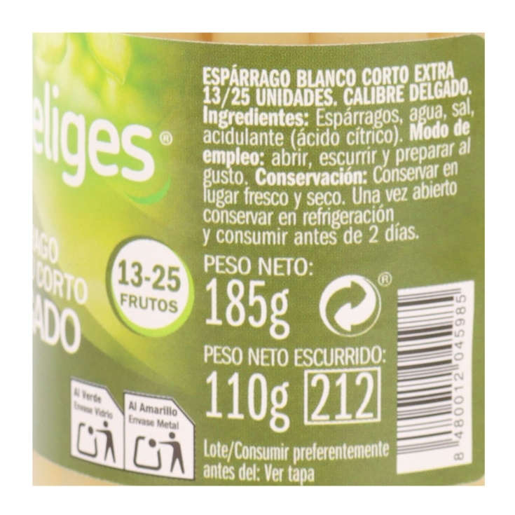 espárrago blanco 13/25, 110g