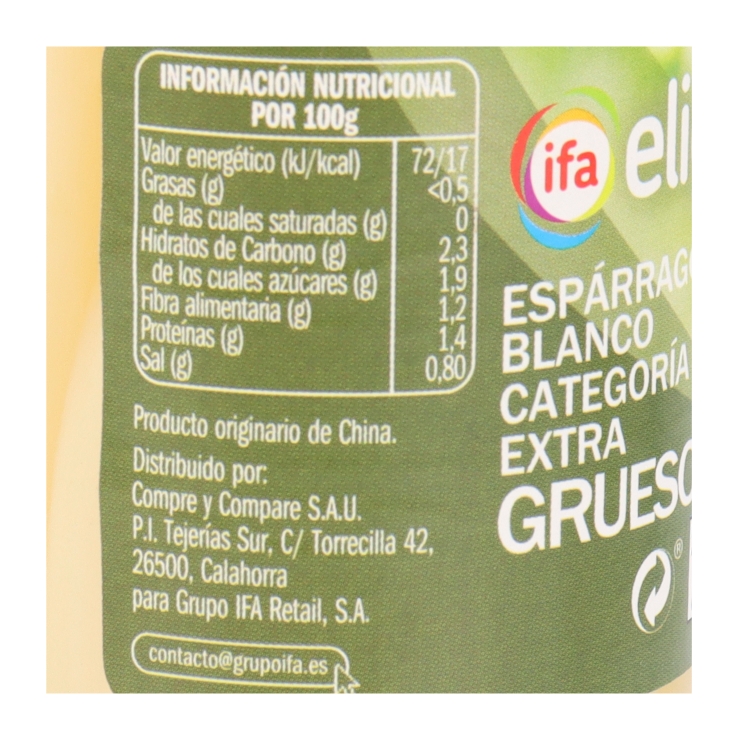 espárrago blanco 9/12, 205g