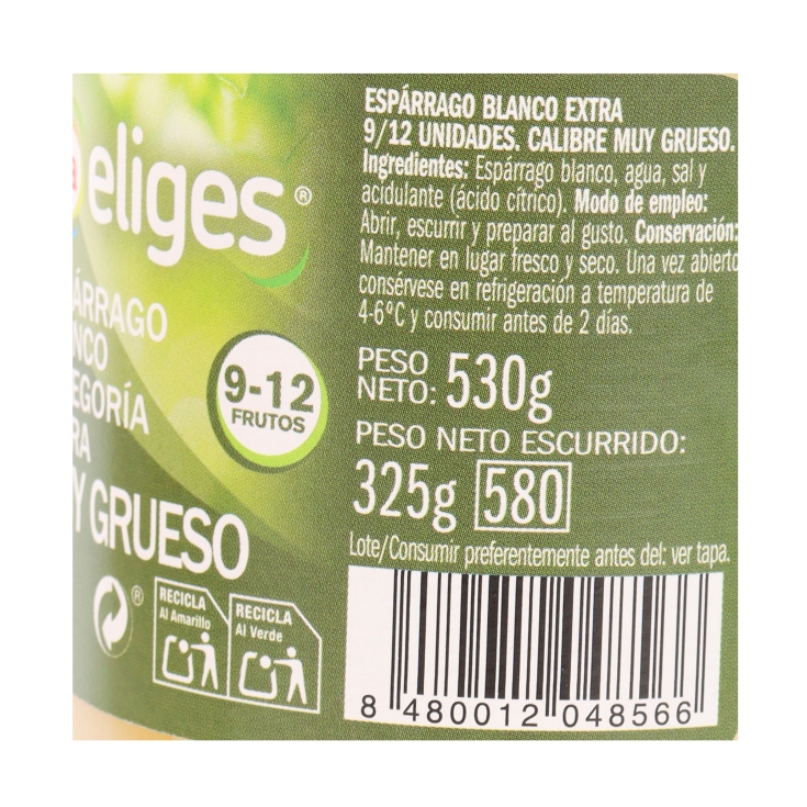 espárrago blanco 9/12, 325g