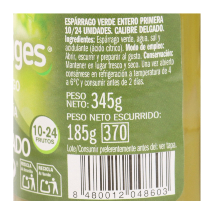 espárrago verde 10/24, 345g