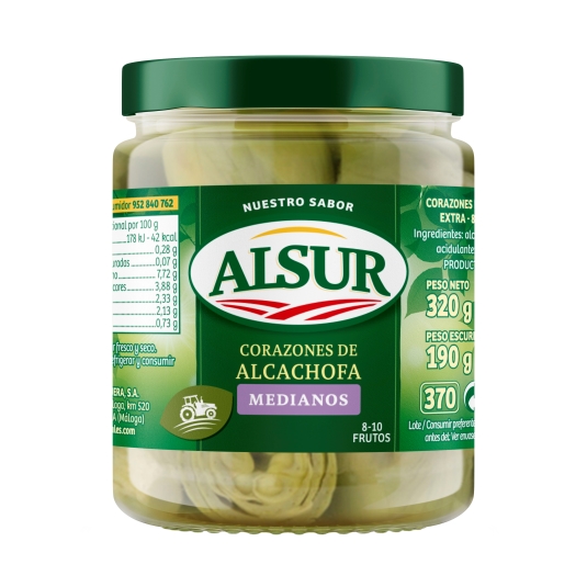 corazones de alcachofa 8-10 frasco, 190g