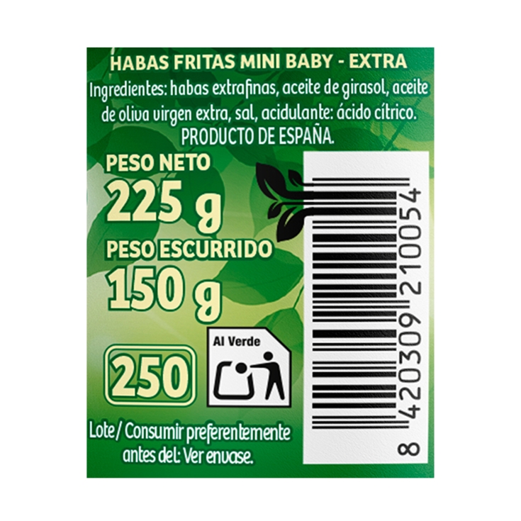 habas fritas mini baby, 225g
