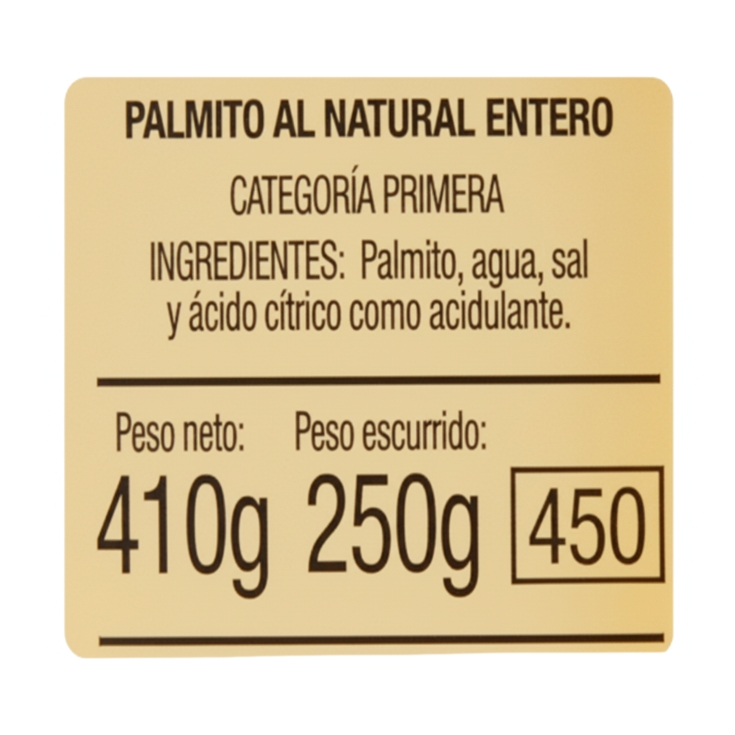 palmito natural, 250g