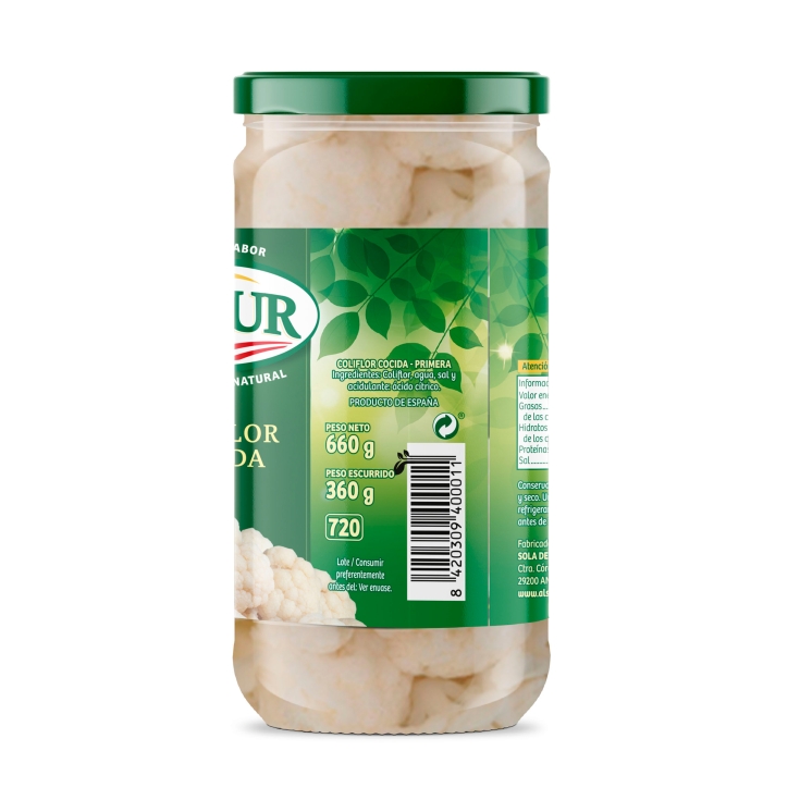 coliflor cocida frasco, 360g