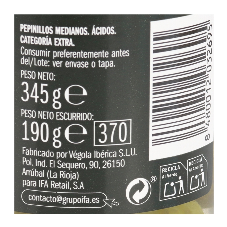 pepinillos medianos, 190g