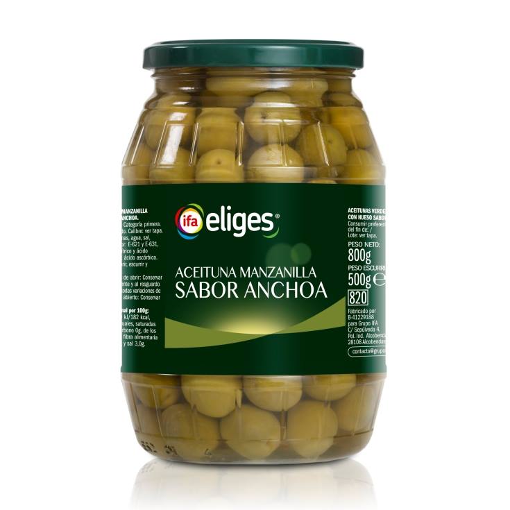 aceituna sabor anchoa frasco, 500g