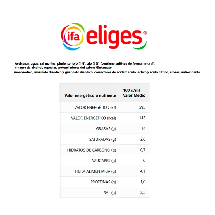 aceituna manzanilla sin hueso aliñada, 200g