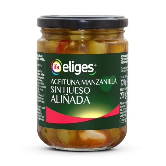 aceituna manzanilla sin hueso aliñada, 200g