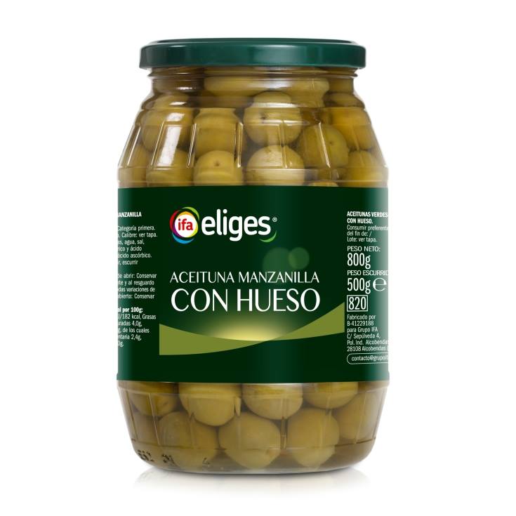 aceituna con hueso frasco, 500g