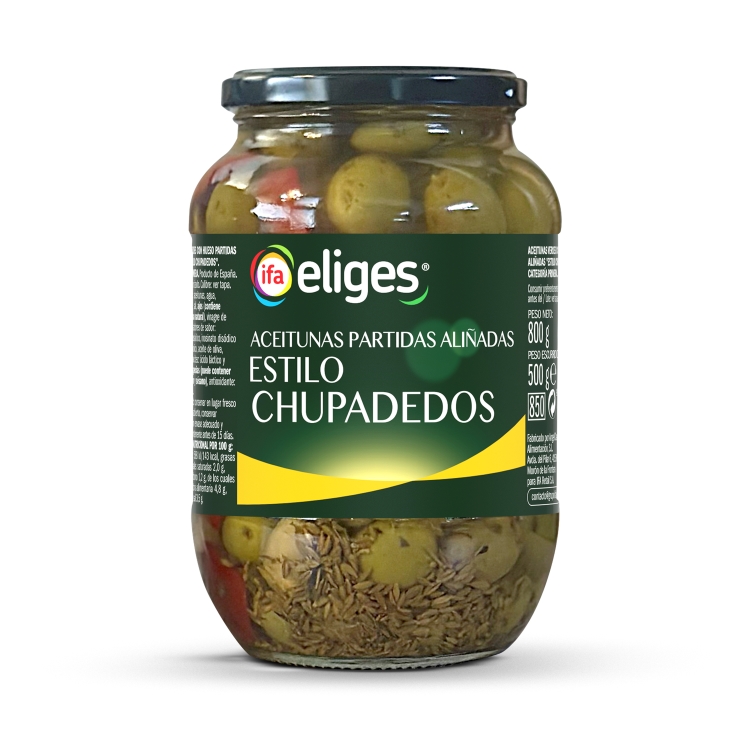 aceitunas partidas aliñadas chupadedos, 500g