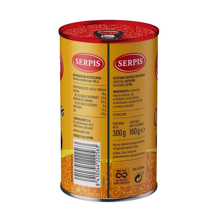 aceitunas negra con hueso, 160g