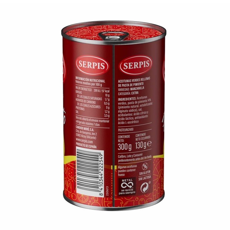 aceitunas rellenas pimiento, 130g