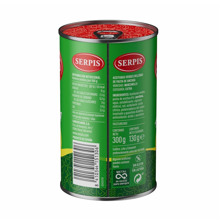 aceitunas rellenas anchoas, 130g