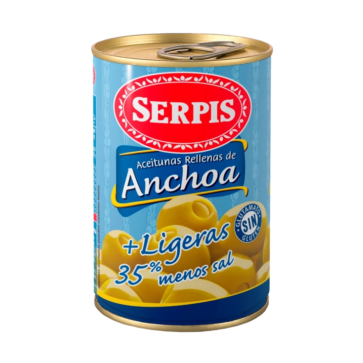 aceitunas +ligeras rellena anchoas, 130g