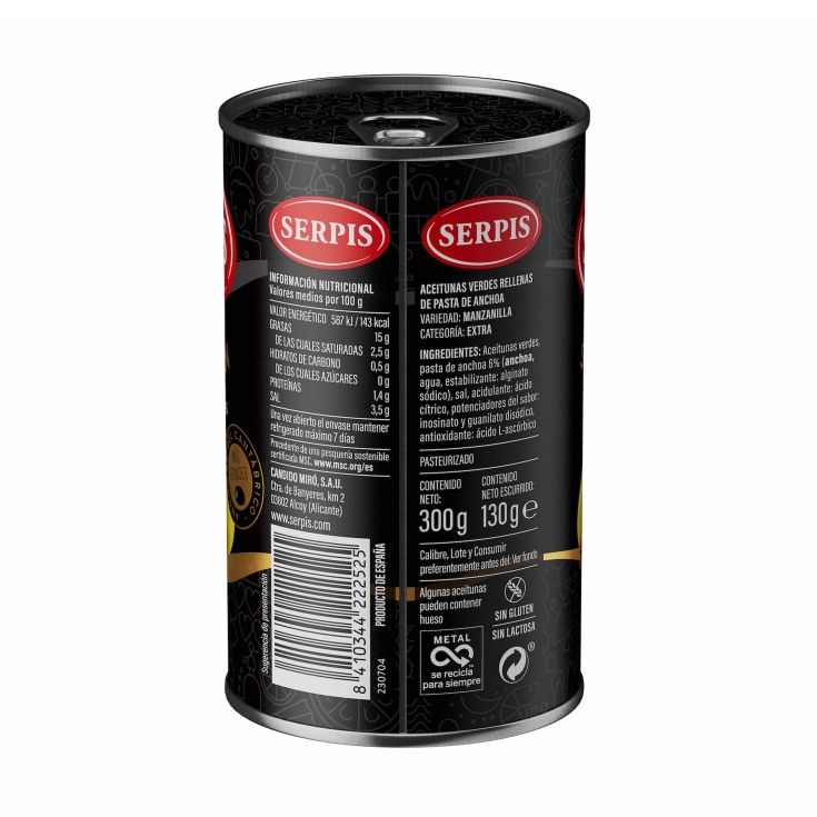 aceitunas rellenas anchoas g.selección, 130g