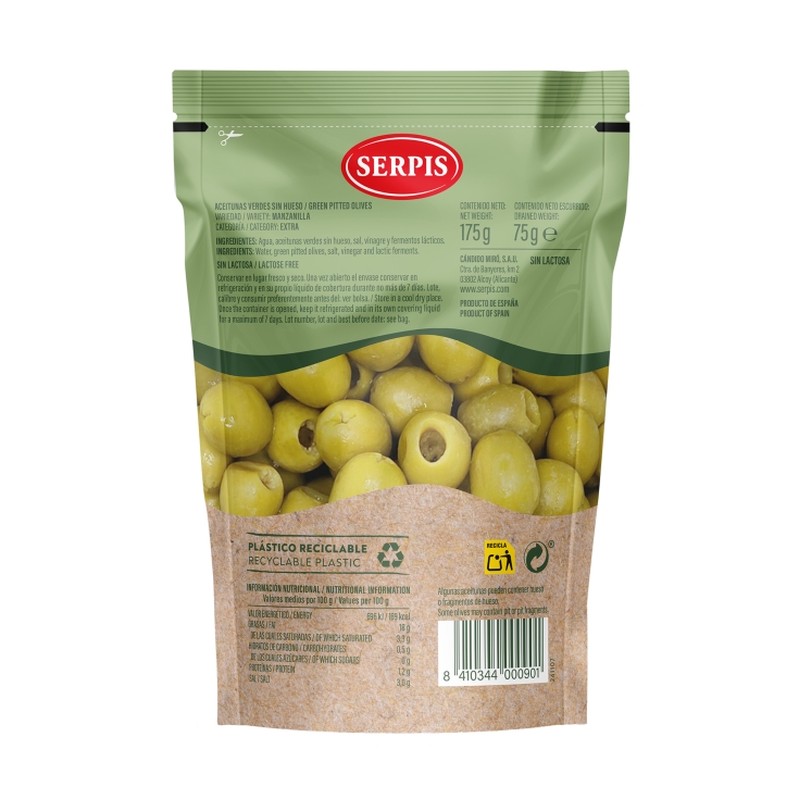 aceitunas verdes sin hueso nature, 75g
