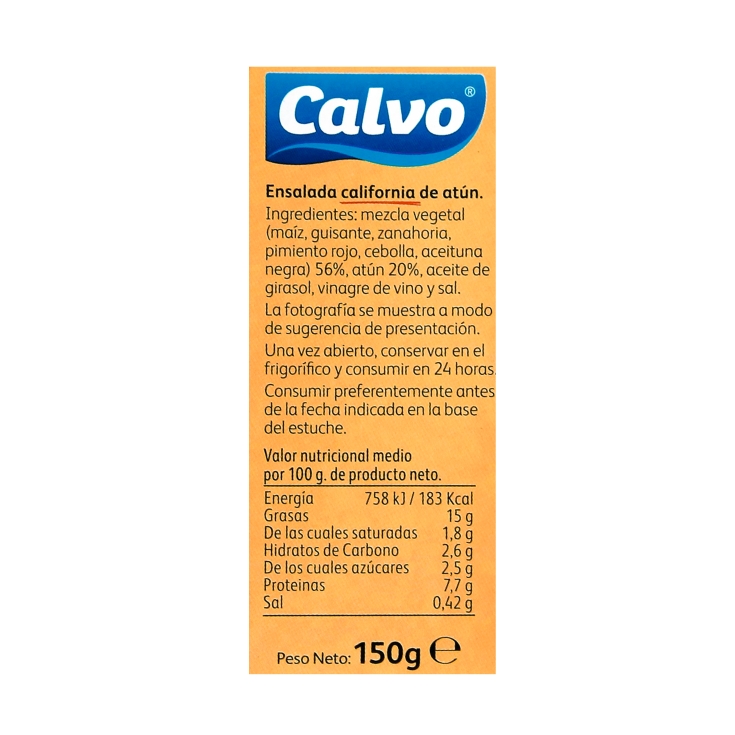 ensalada california atún, 150g