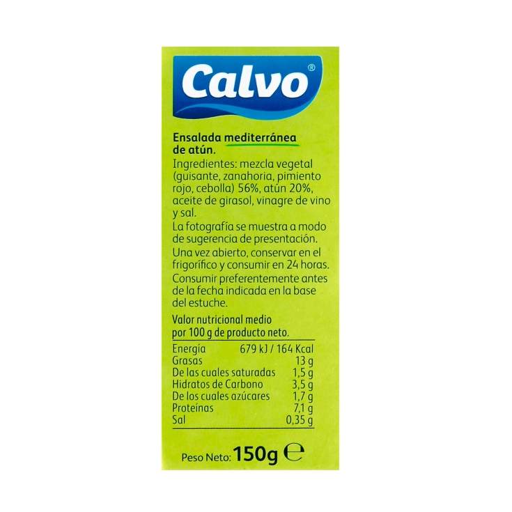 ensalada mediterránea atún, 150g