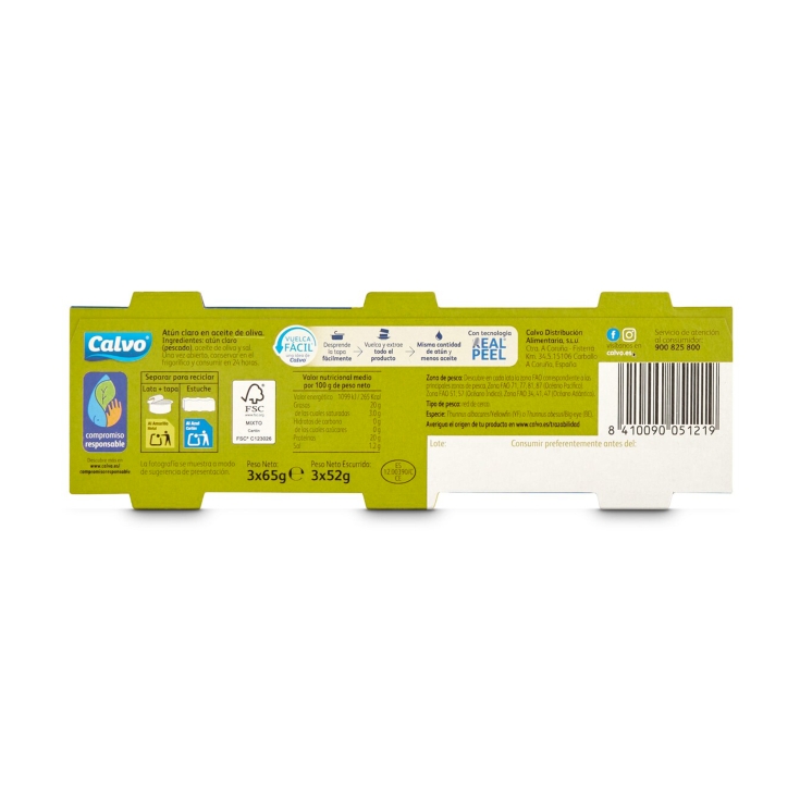 atún claro aceite de oliva 65g, pk-3
