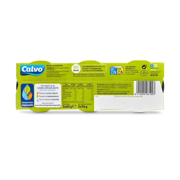 atún claro ligero aceite de oliva 60g, pk-3