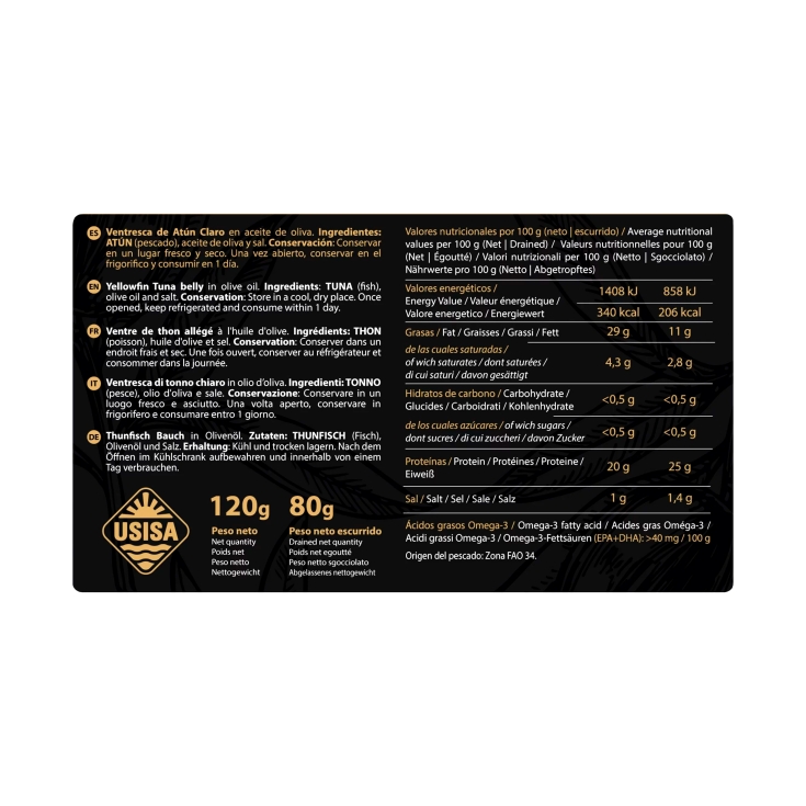 ventresca de atún en aceite de oliva, 80g
