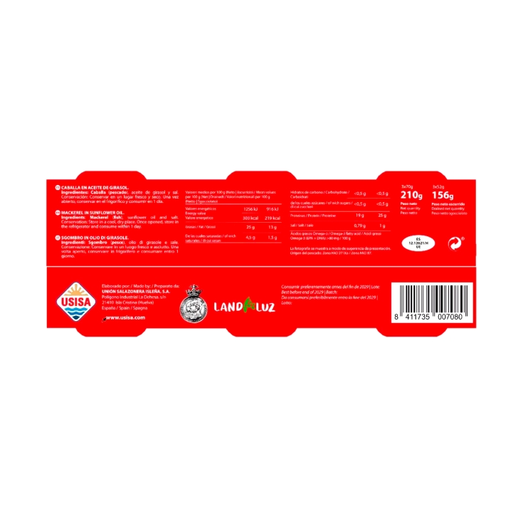 atún en aceite de girasol 52g, pk-3