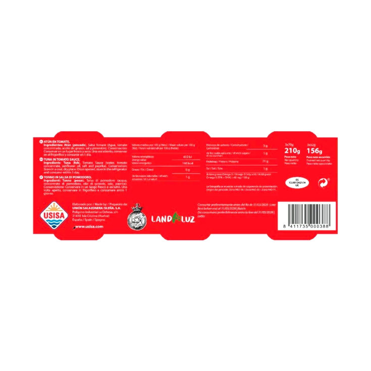 atún en tomate 52g., pack-3