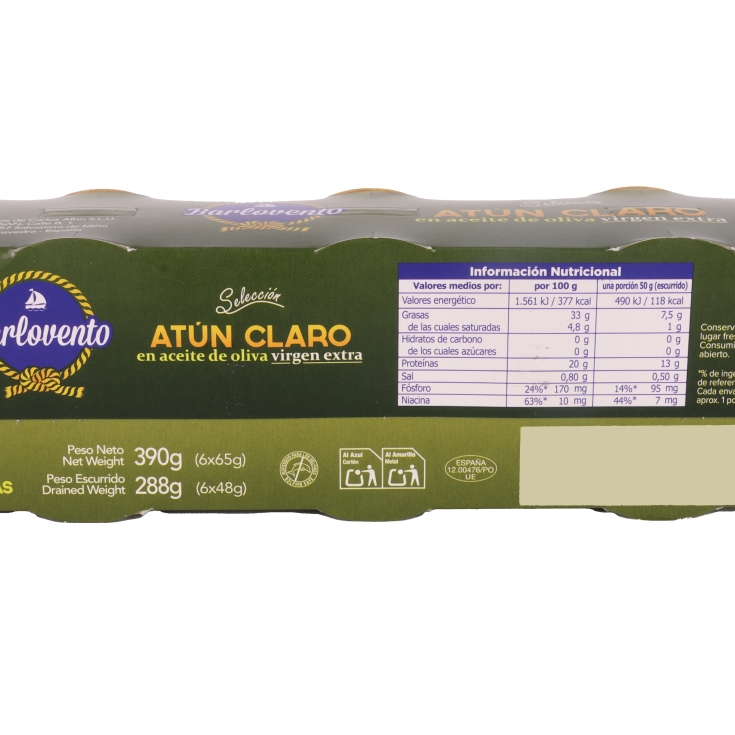atún claro aceite oliva virgen extra, pk-6