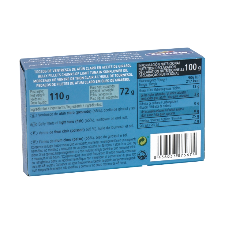 ventresca atún claro en aceite girasol, 72g