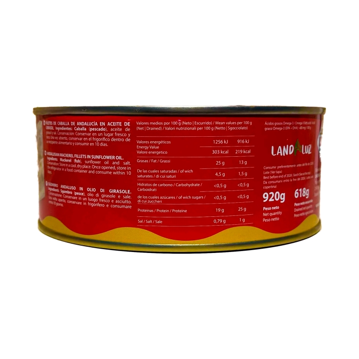 filetes de caballa aceite girasol, 618g