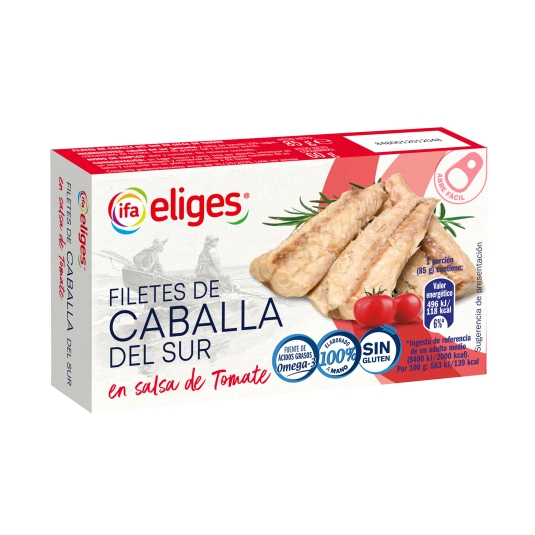 filetes caballa en salsa de tomate, 60g