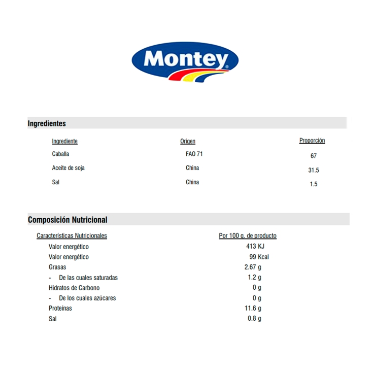 filetes caballa en aceite vegetal, 650g