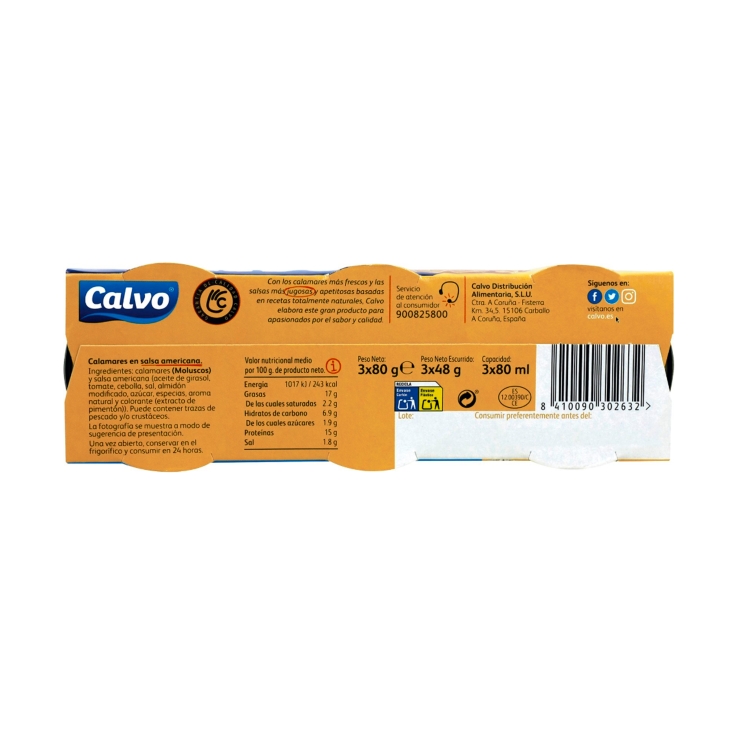 calamares salsa americana lata 48g, pk-3