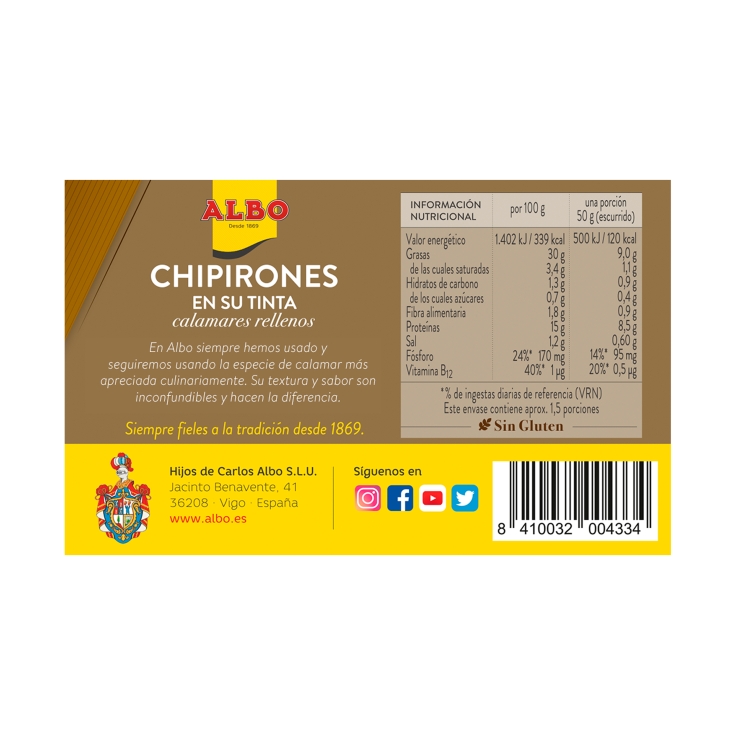 chipirón en su tinta, 72g