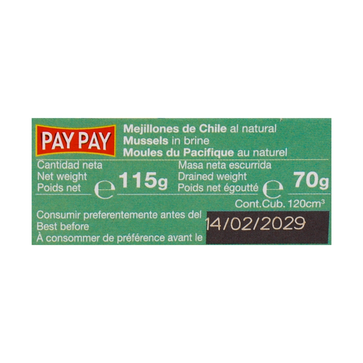 mejillón de chile al natural 14/18 pieza, 70g