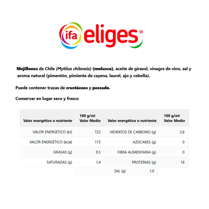 mejillón de chile en escabeche 13/18, 69g