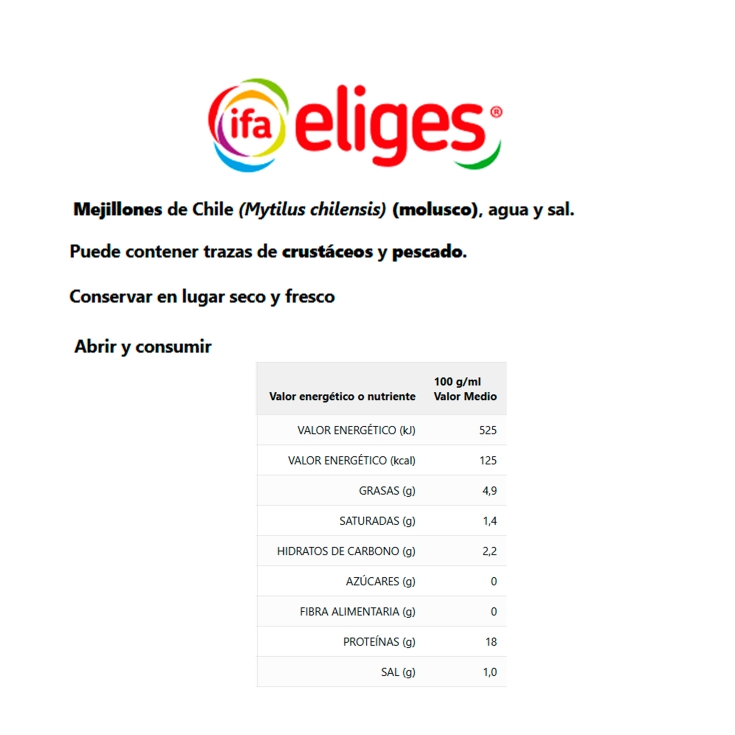 mejillón de chile al natural 13/18, 69g
