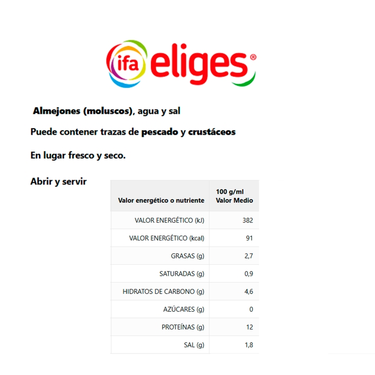 almejones al natural, 63g