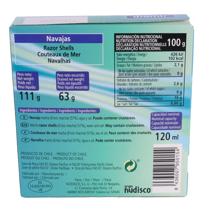 navajas al natural lata, 63g