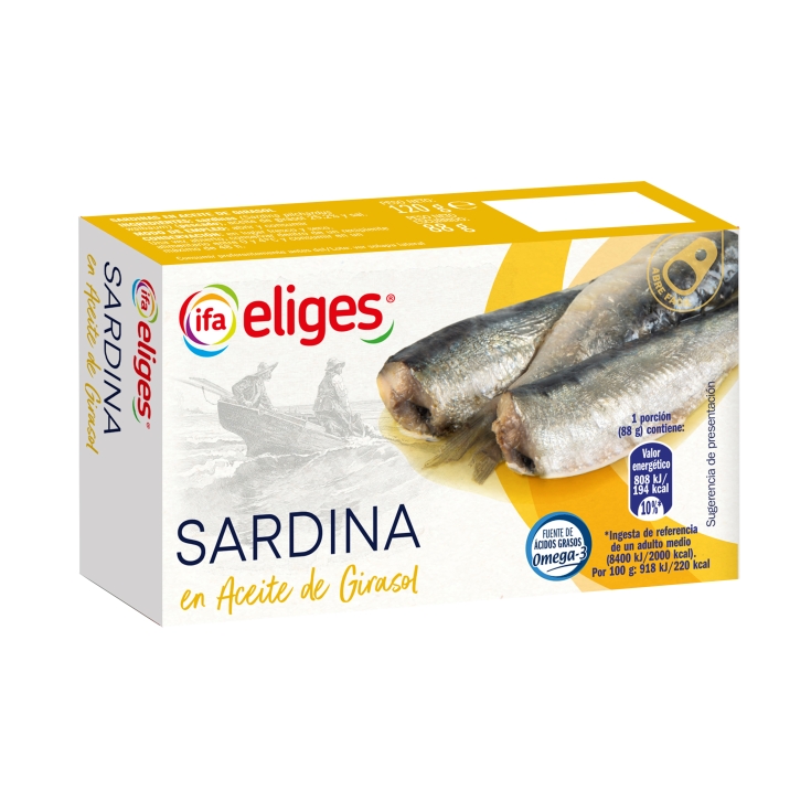 sardinas en aceite de girasol, 88g