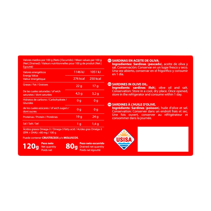 sardinas en aceite de oliva, 80g