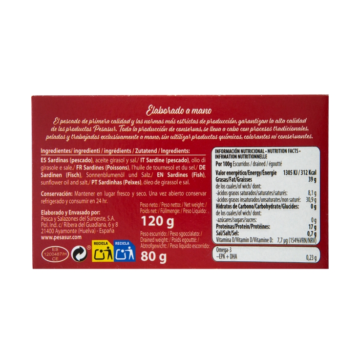 sardinillas aceite de girasol, 120g